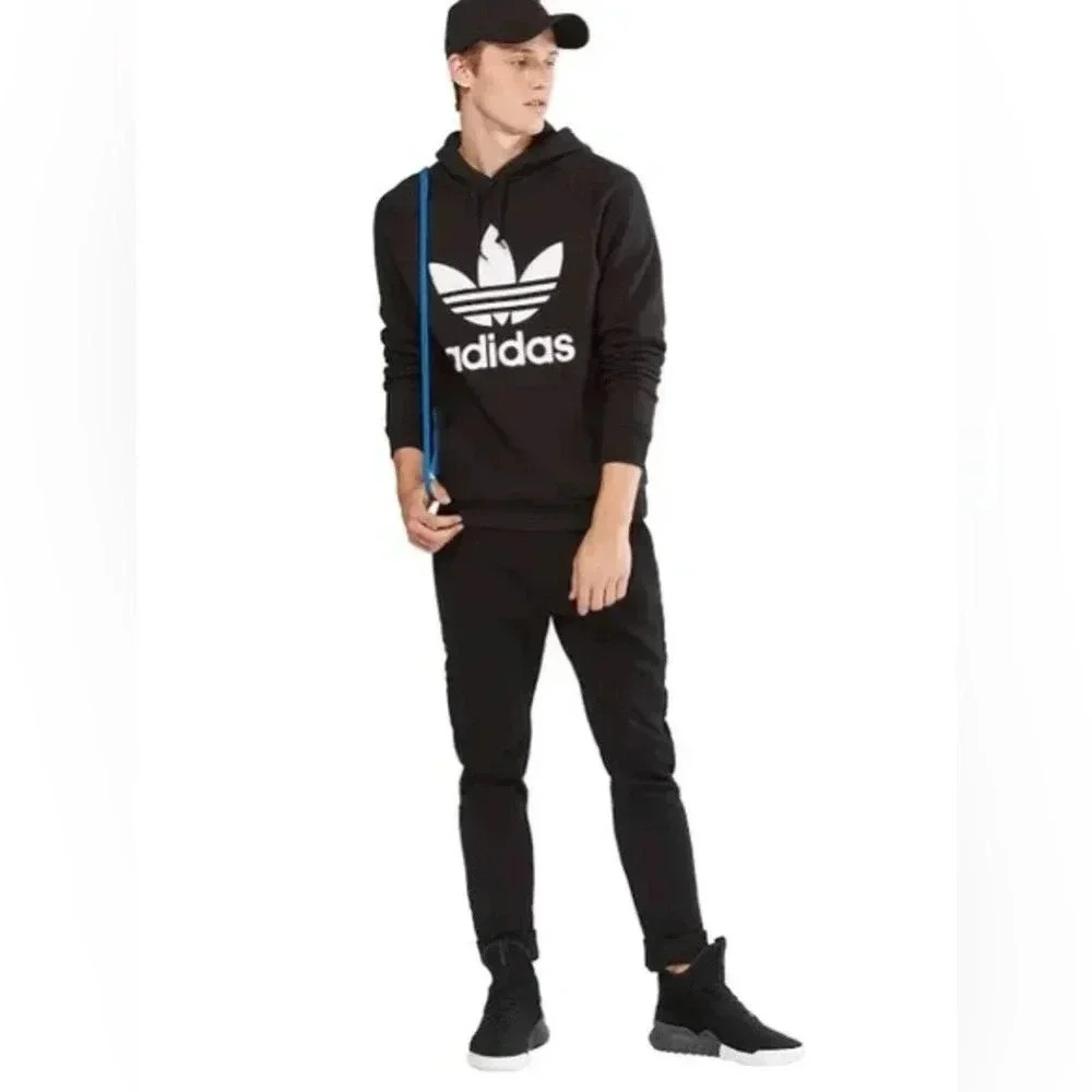Adidas Originals Trefoil Logo Black Hoodie Men’s Size 2XL Pullover Sweatshirt